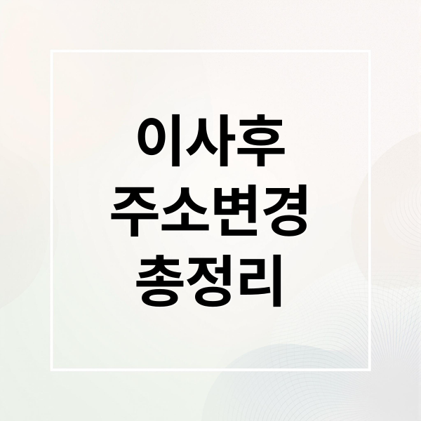 이사후
주소변경
총정리 (이사 후 주소변경 한 번에 끝내는 법｜정부24·우편·운전면허 순서 정리)