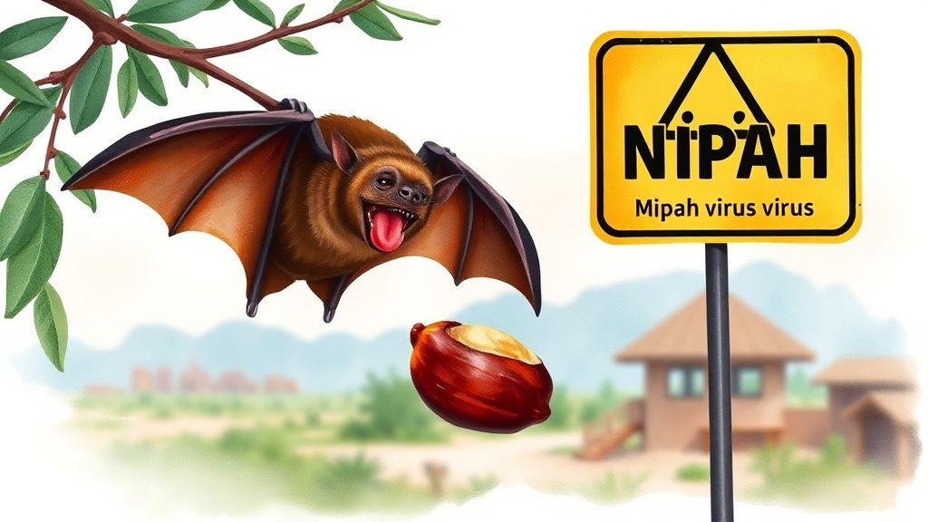 니파 바이러스 감염 경로 (illustration 스타일)