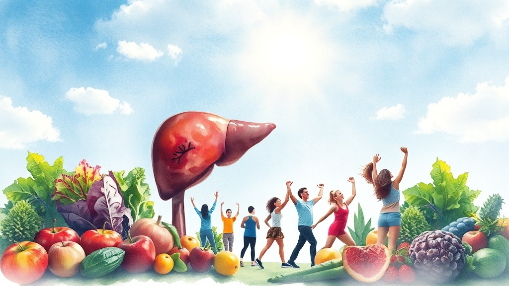 간 건강 관리, 생활 습관이 중요해요! (watercolor 스타일)