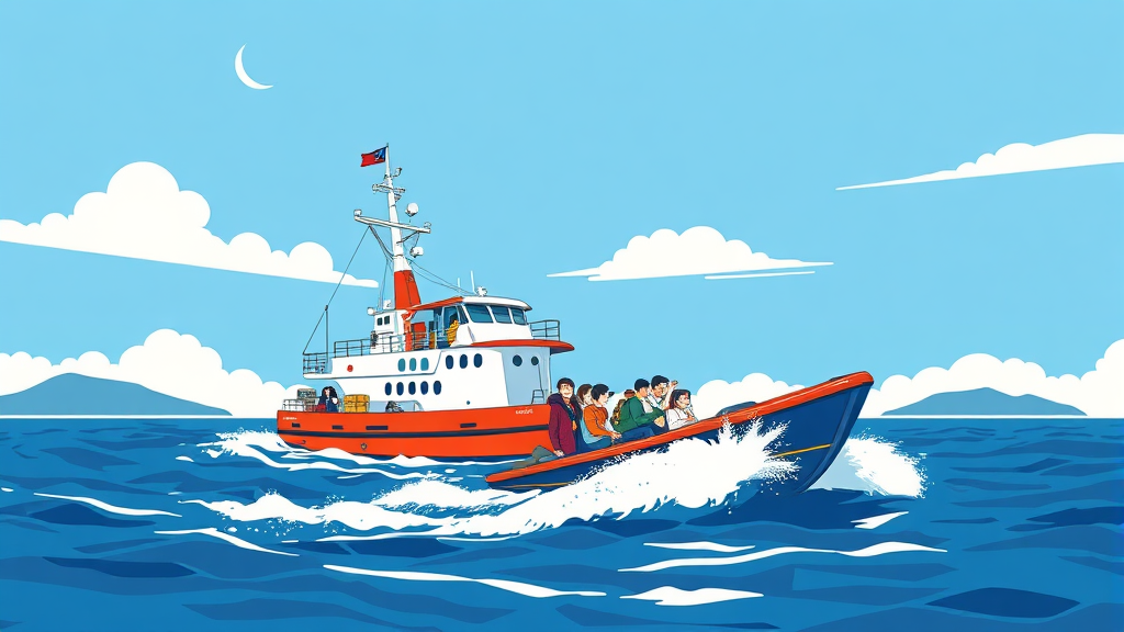 온라인 배편 예약 과정을 설명하는 일러스트