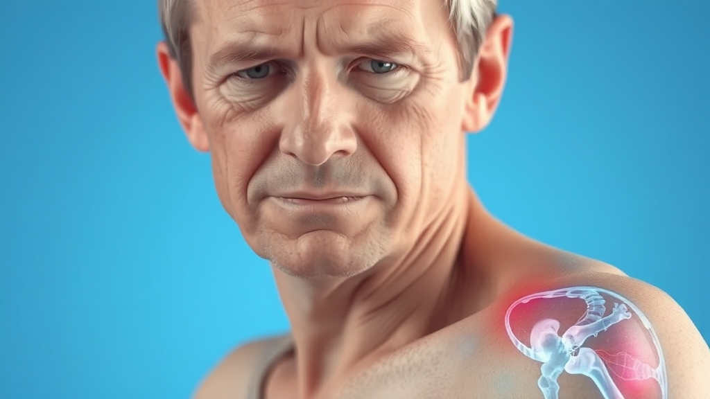 오십견 진단 과정: 검사 및 결과 (watercolor 스타일)