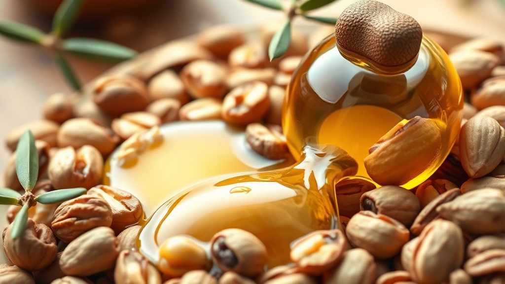 견과류와 올리브 오일, 건강한 지방으로 내장 지방 관리하기 (realistic 스타일)