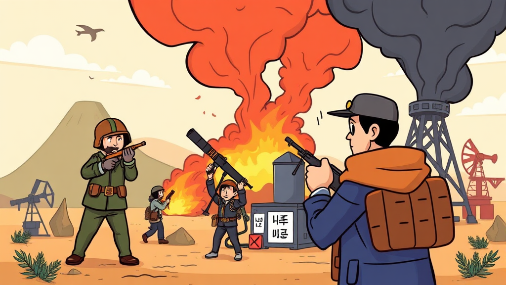중동 사태 장기화 시 경제 전망 및 시나리오별 분석 (cartoon 스타일)