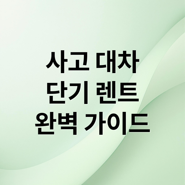 사고 대차
단기 렌트
완벽 가이드 (해운대구 사고 대차 단기 렌트 가격)