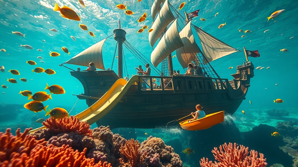 짜릿한 해양 액티비티: 스노클링부터 물놀이까지 (realistic 스타일)