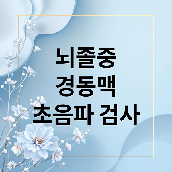 뇌졸중
경동맥
초음파 검사 (경동맥 초음파 검사)