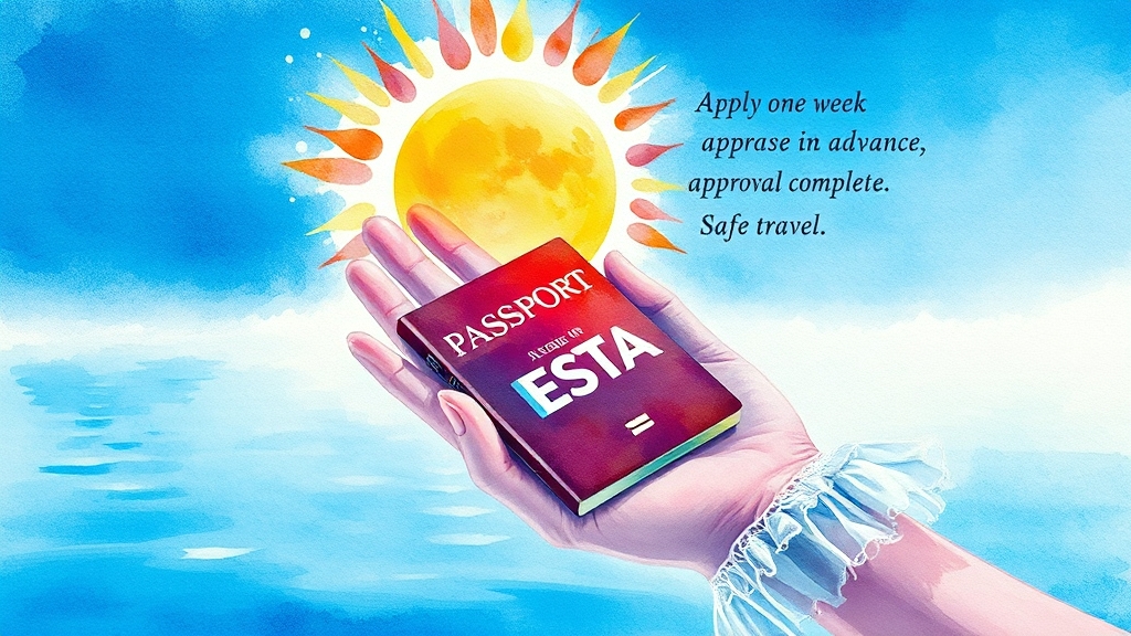 ESTA 신청 시 주의사항 및 꿀팁 (watercolor 스타일)
