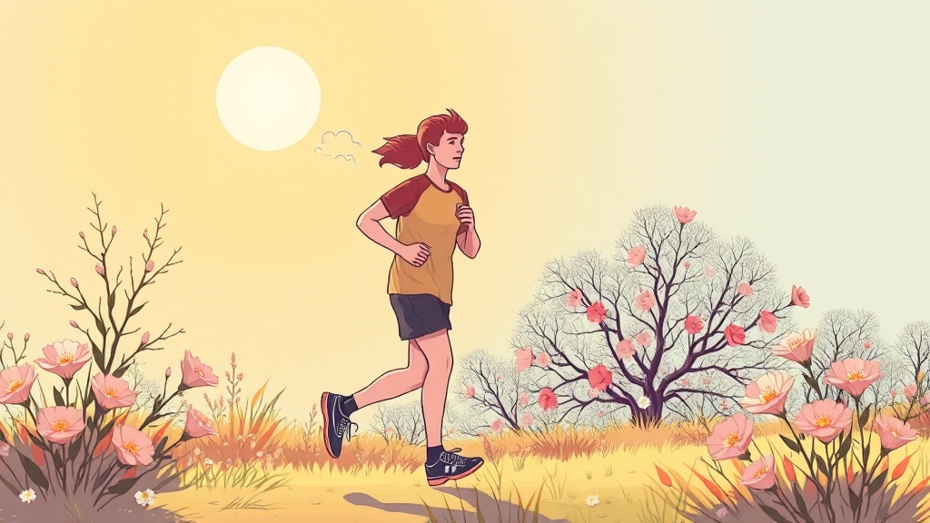 햇빛, 운동, 수면의 중요성 (illustration 스타일)