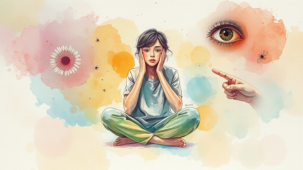 비문증 자가 진단 (watercolor 스타일)