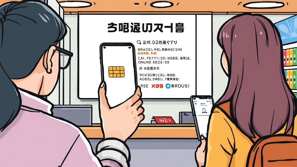 유모바일 가입 및 개통 방법 (cartoon 스타일)