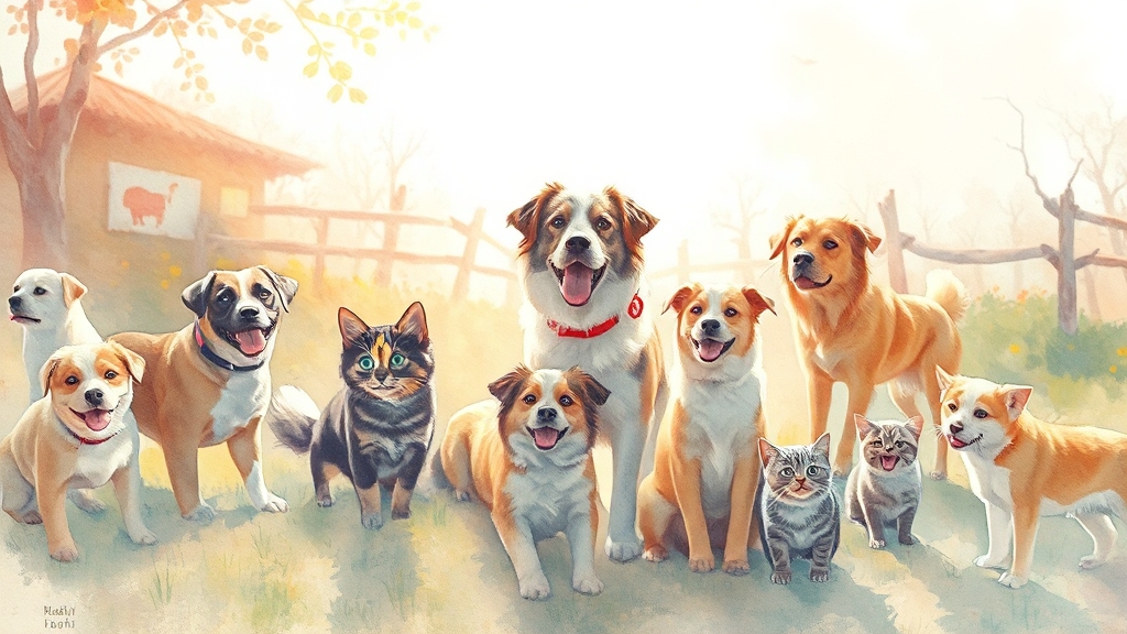 보호 동물 현황 및 구조 (watercolor 스타일)