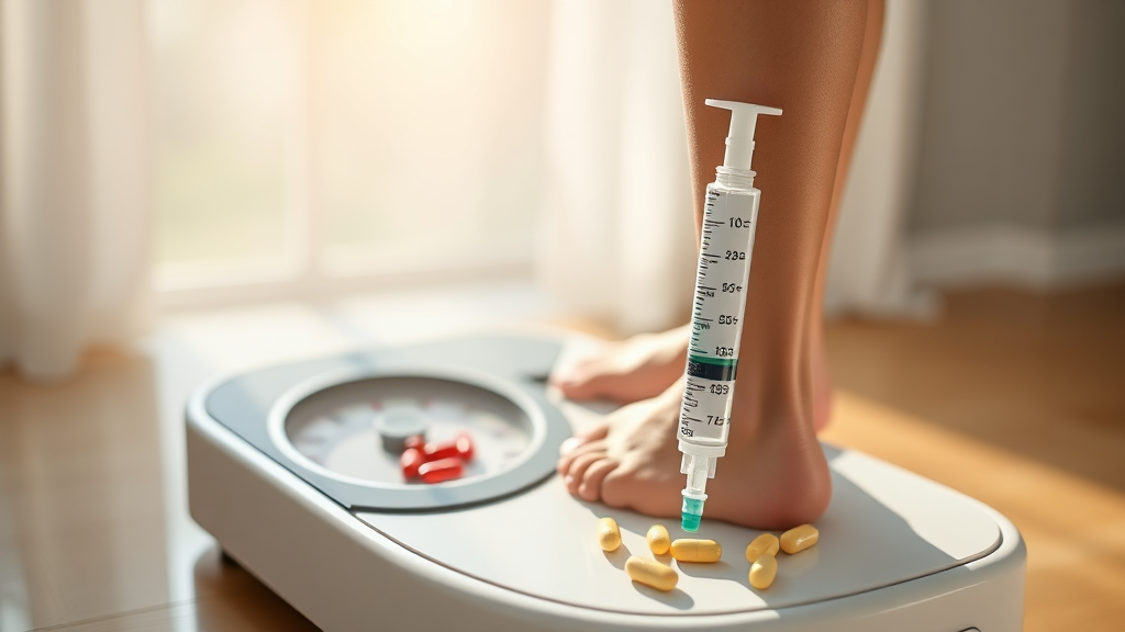 기존 비만 치료제와의 차이점 (realistic 스타일)