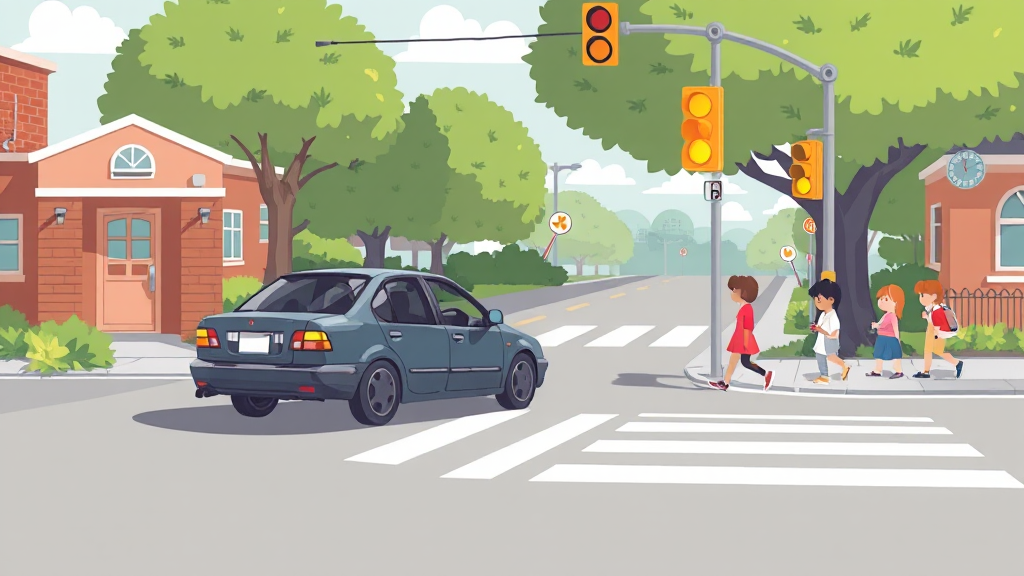 신호위반 예방, 안전 운전 습관 만들기 (illustration 스타일)