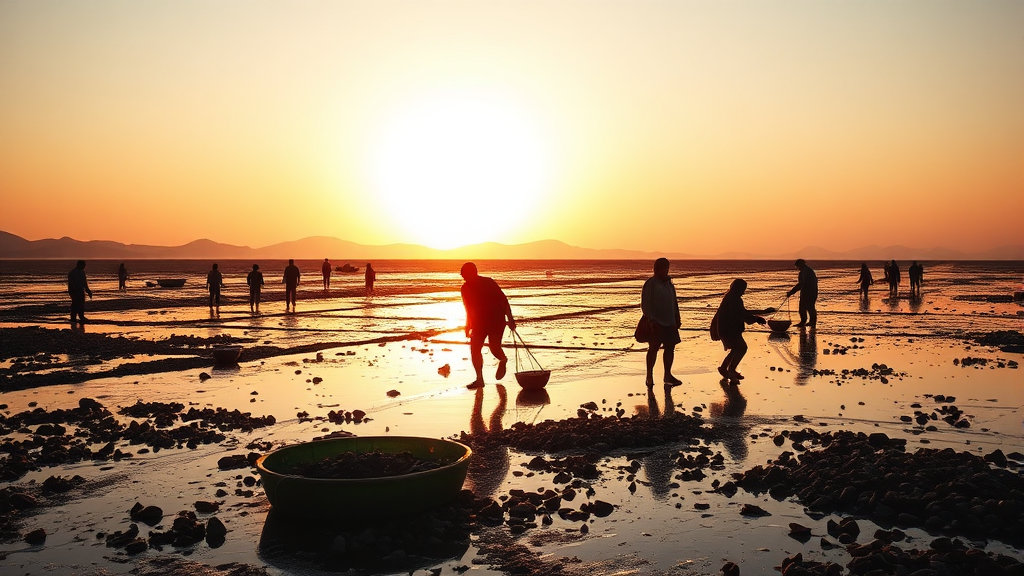 무녀도 갯벌 체험: 즐길 거리 & 안전 수칙 (realistic 스타일)