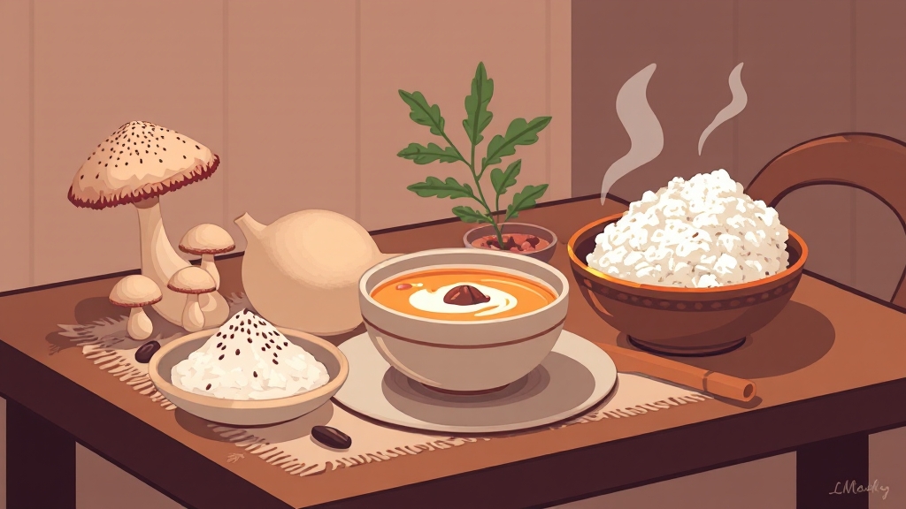 노루궁뎅이버섯 분말 활용법 (illustration 스타일)