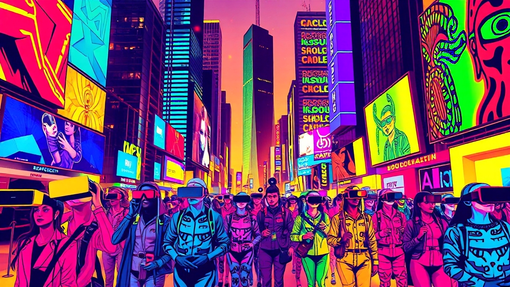 메타버스의 다양한 유형 (popart 스타일)