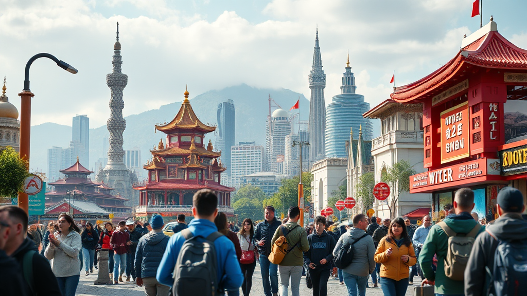 관광 산업, 긍정적 영향 (realistic 스타일)