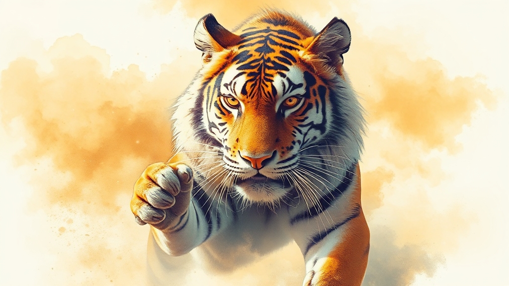 호랑이띠 특징: 성격, 재물운, 리더십 (watercolor 스타일)