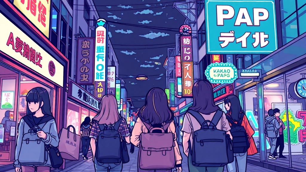 후쿠오카 쇼핑 꿀팁 (illustration 스타일)