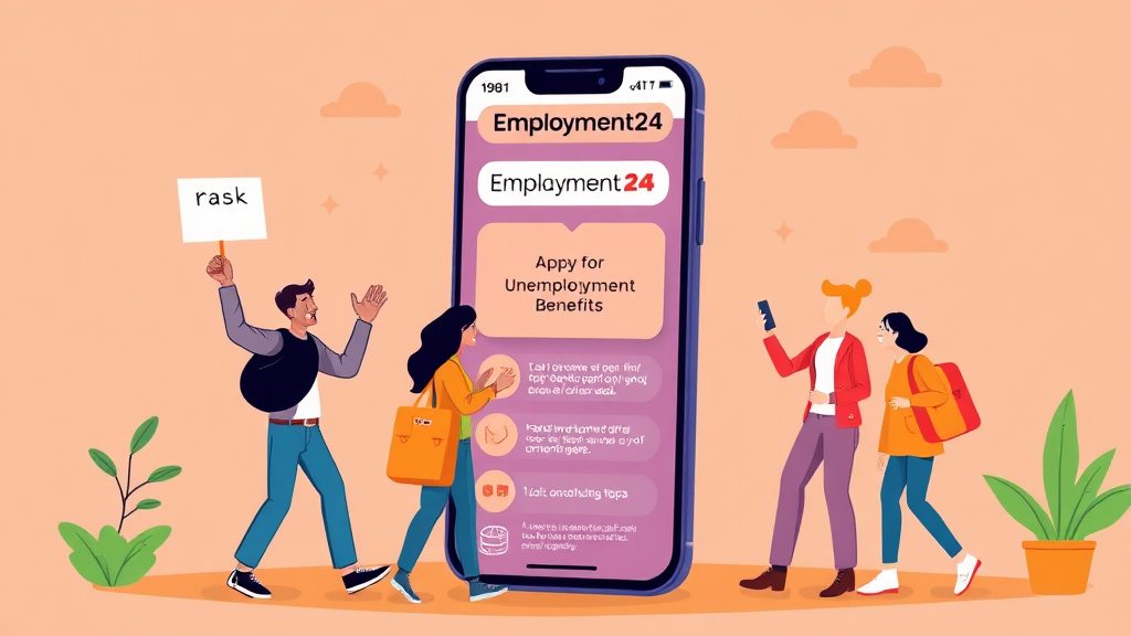 고용24 웹/앱 활용법 (cartoon 스타일)