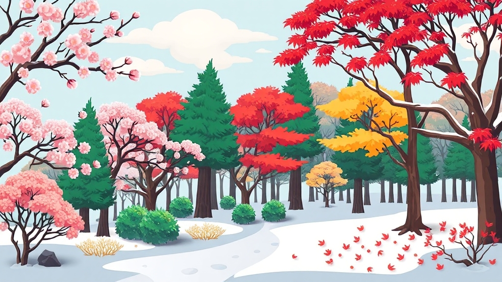 계절별 방문 포인트 (cartoon 스타일)