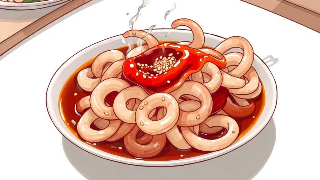 오징어채 볶음 완성 (illustration 스타일)