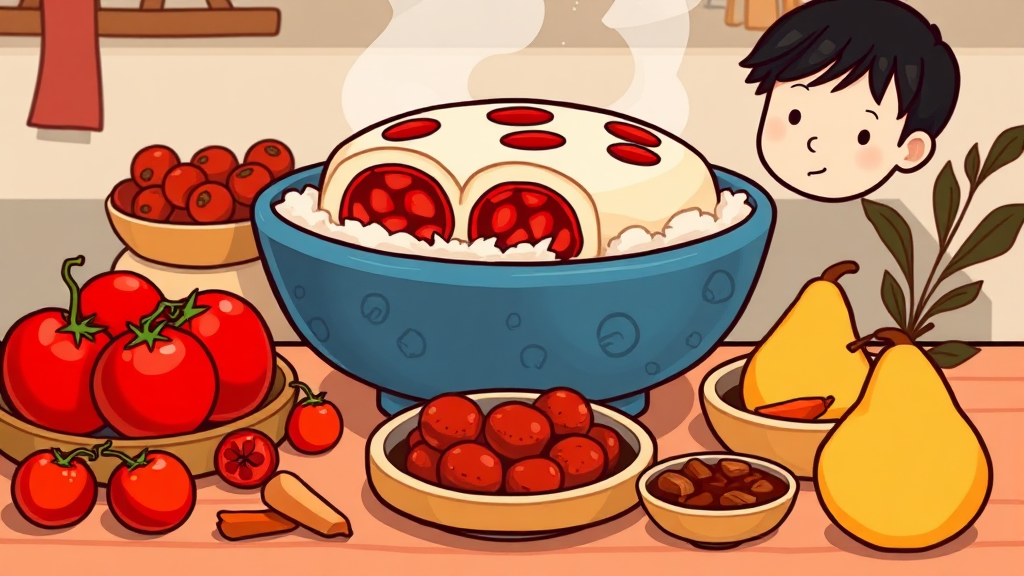 애동지에 먹으면 좋은 음식 (cartoon 스타일)