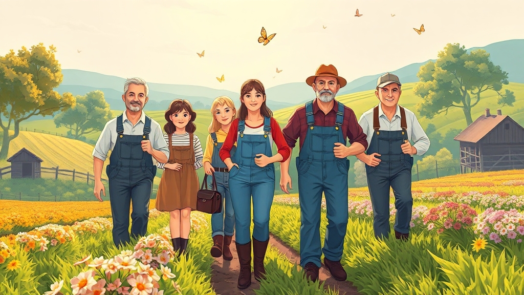 귀농 지원 대상 및 자격 조건 (cartoon 스타일)