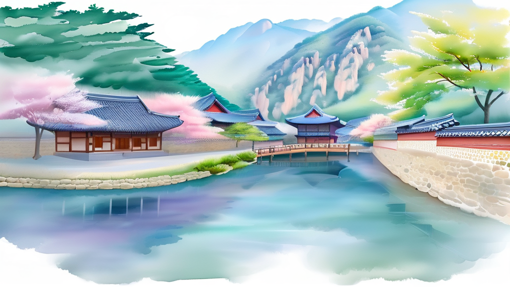 경주 황리단길: 시간 속으로 떠나는 봄나들이 (watercolor 스타일)