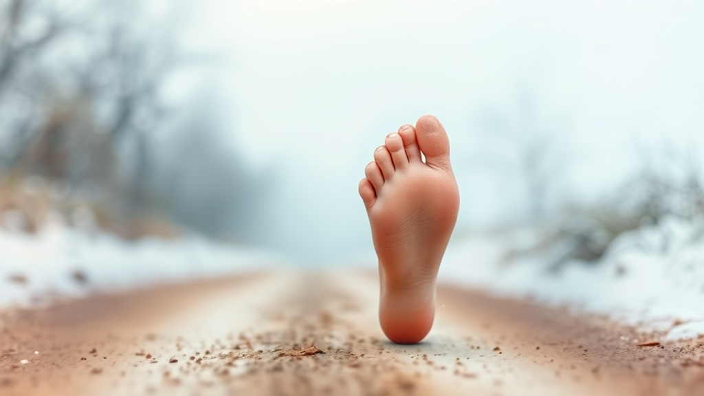 안전한 겨울철 맨발걷기 주의사항 (watercolor 스타일)