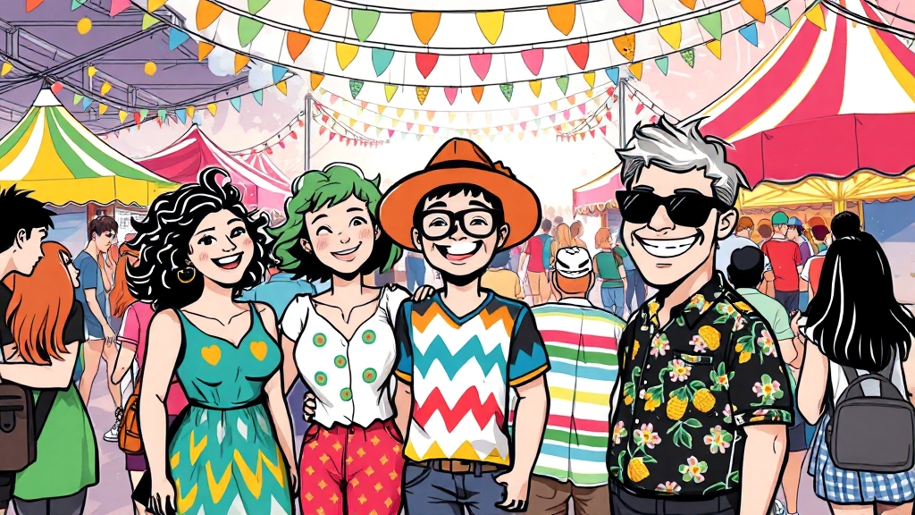 먹거리와 체험 프로그램 (cartoon 스타일)