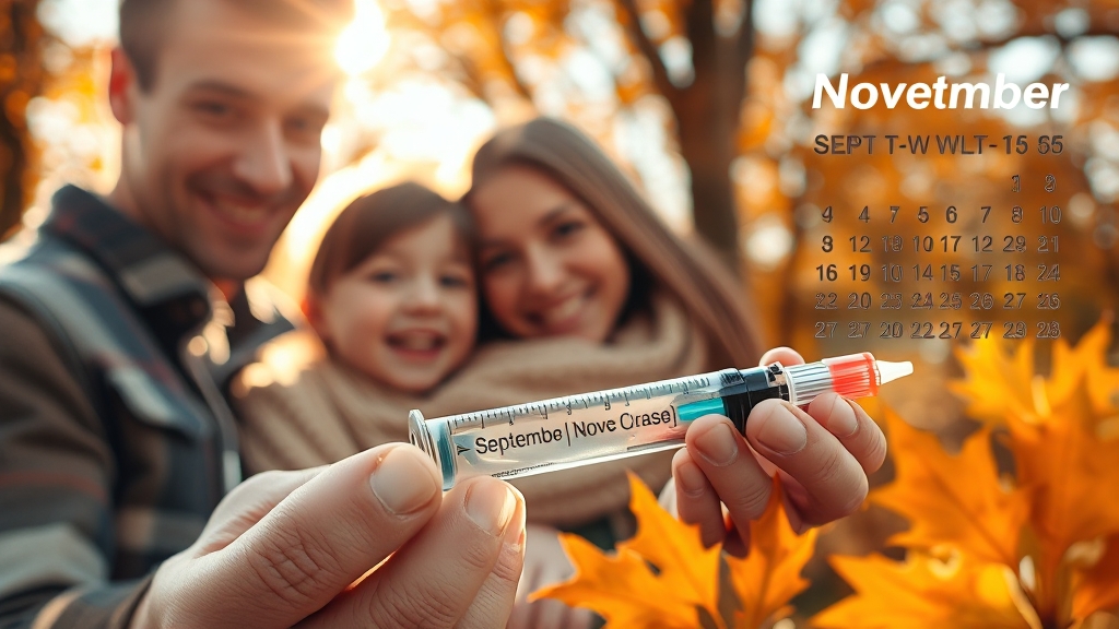 독감 예방접종 시기 (realistic 스타일)