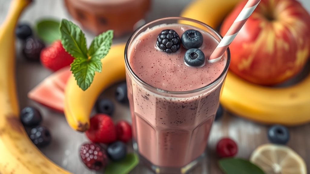 바나나 스무디 조합 시 주의사항 (realistic 스타일)