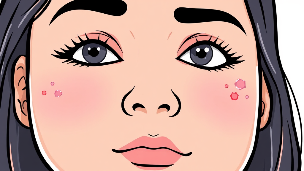 여드름 원인과 관리 필요성 (cartoon 스타일)