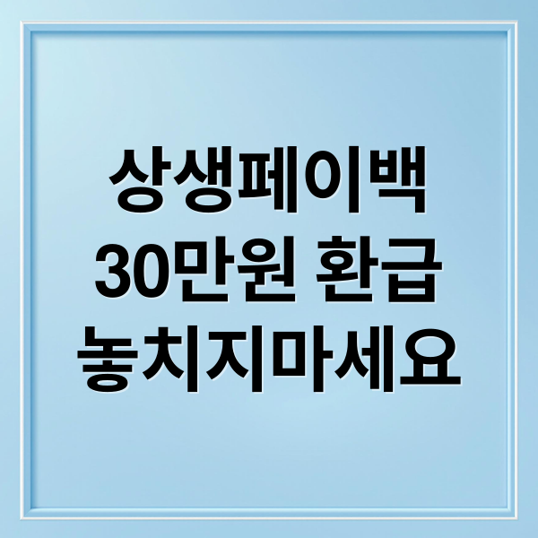 상생페이백
30만원 환급
놓치지마세요 (상생페이백 30만원 환급, 초보자도 쉽게! 신청부터 환급까지 [완벽 공략집])
