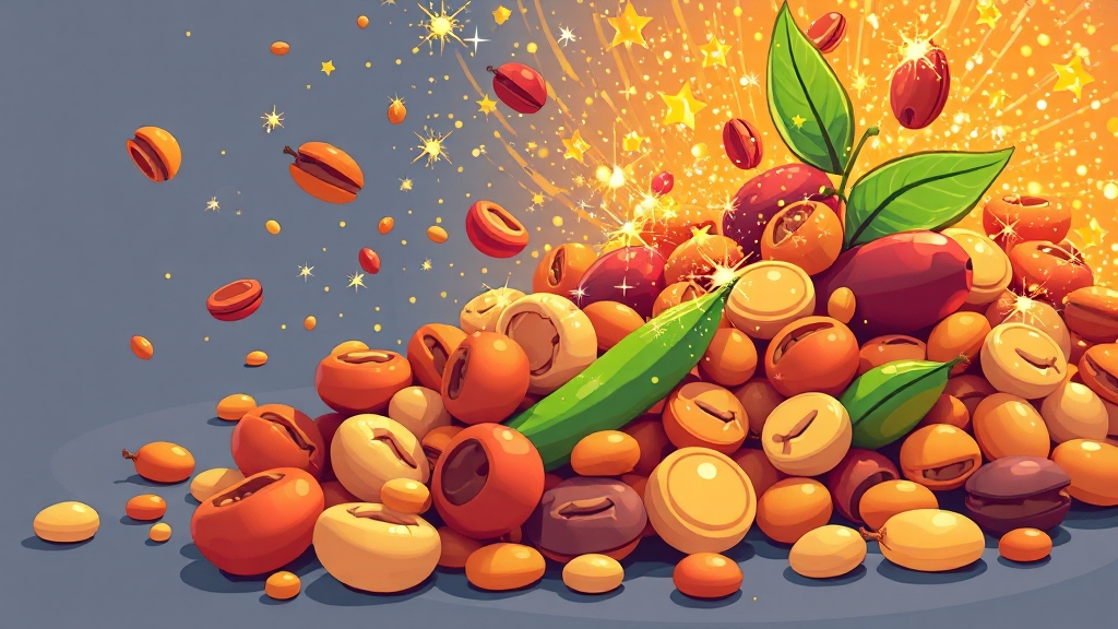 기력 회복 음식: 견과류 및 콩류 (illustration 스타일)