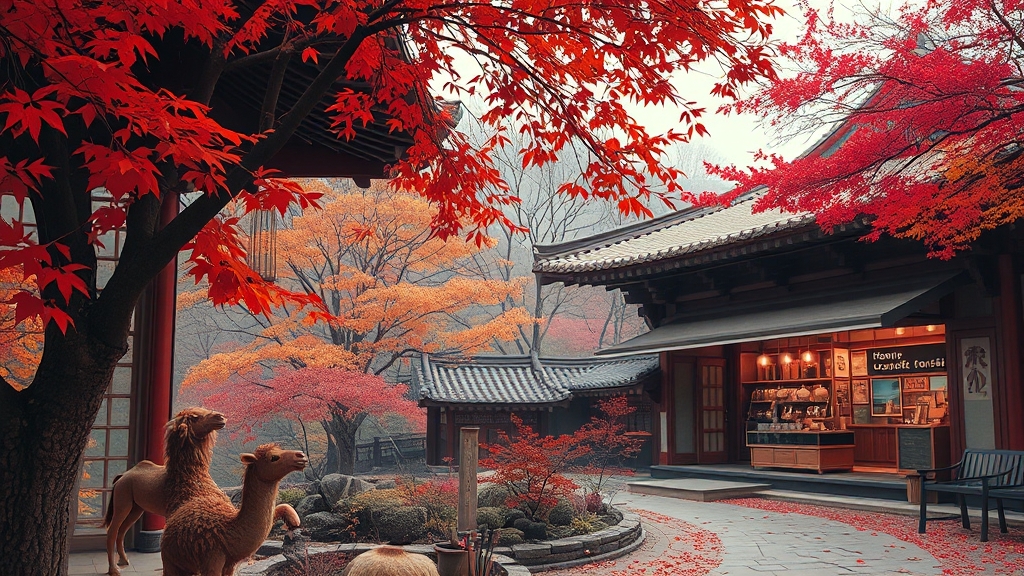 단풍 명소 & 시기: 11월 초 절정 예상 (realistic 스타일)