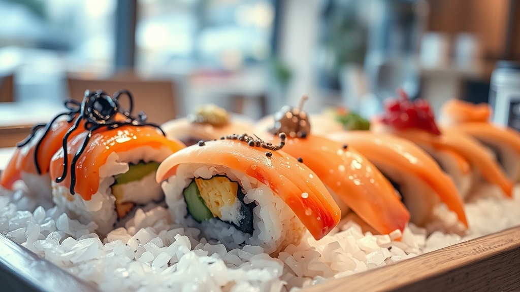 스시 맛집 후기 및 평가 (watercolor 스타일)