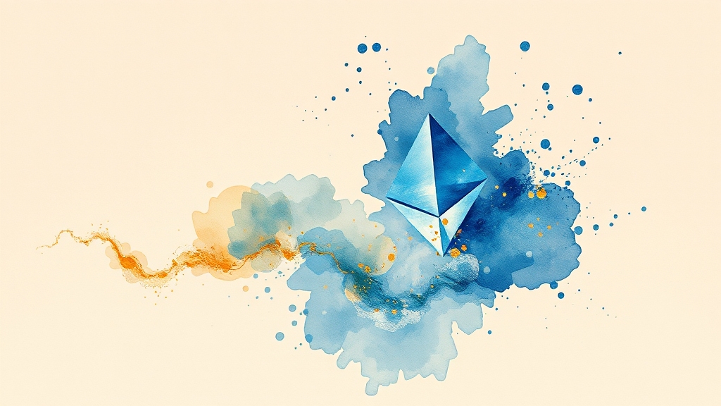 비트코인 vs 이더리움: 차이점 비교 (watercolor 스타일)