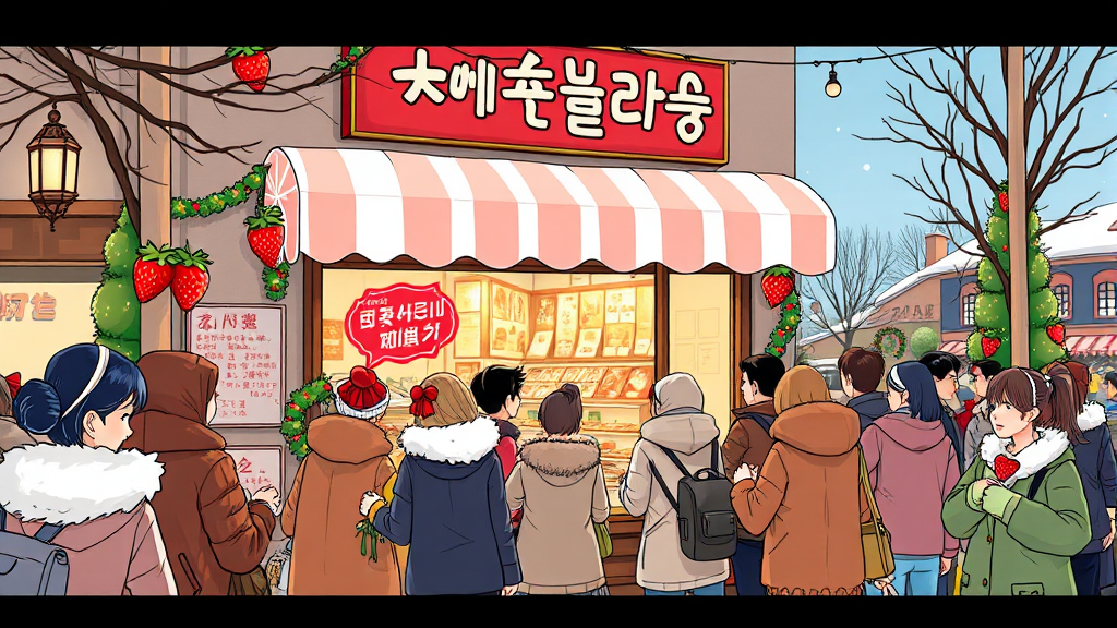 딸기시루 구매 팁 (오픈런 전략) (illustration 스타일)