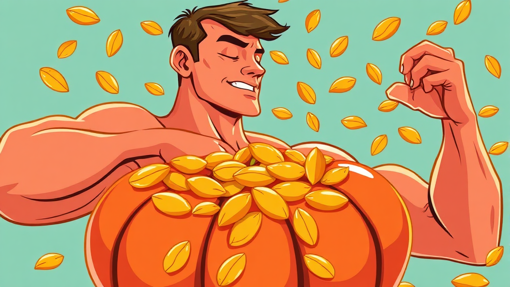 호박씨 속 숨겨진 보물, 주요 성분 (cartoon 스타일)