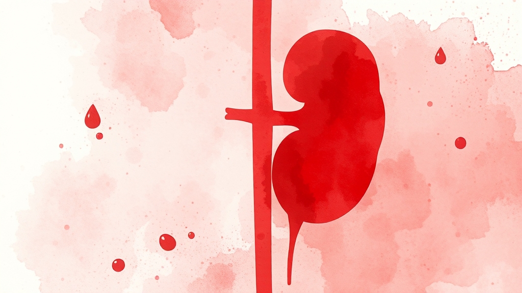 붉은색 소변 (혈뇨) 원인과 대처 (watercolor 스타일)