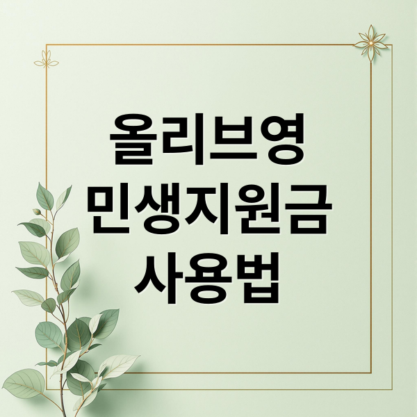 올리브영
민생지원금
사용법 (민생지원금 올리브영 사용)