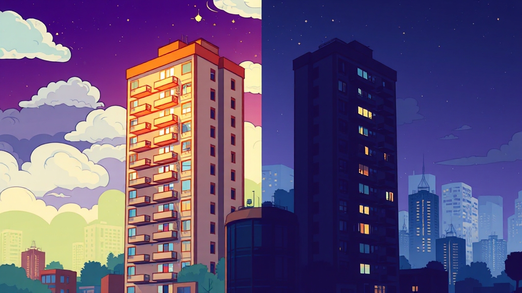 아파트 가격 양극화 심화: 원인과 전망 (cartoon 스타일)