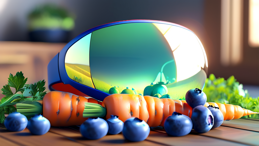 눈 건강을 지키는 음식과 충분한 휴식의 힘 (realistic 스타일)