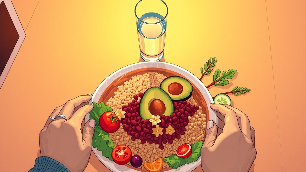 건강 식단 구성 핵심 (illustration 스타일)