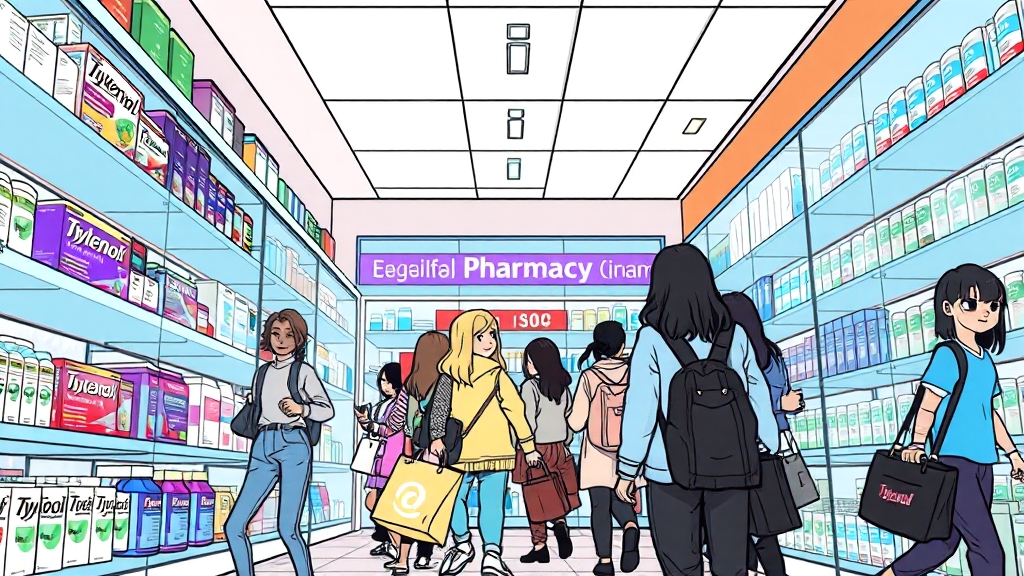 창고형 약국 판매 약품 및 가격 정보 (cartoon 스타일)