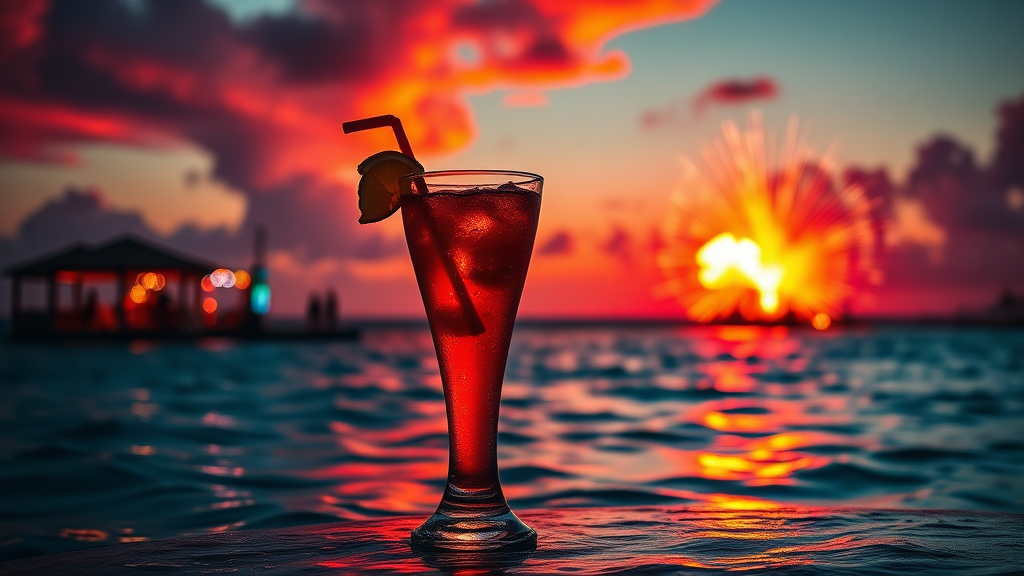 소나시 비치 바 위치 및 분위기 (realistic 스타일)