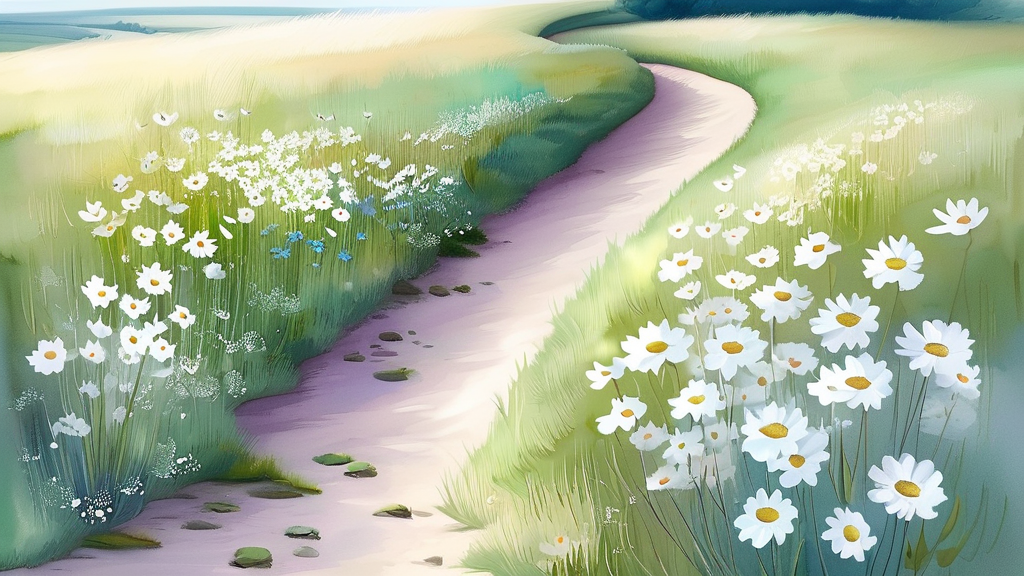 상원곡리 꽃길, 동화 같은 풍경 속 힐링 산책 (watercolor 스타일)