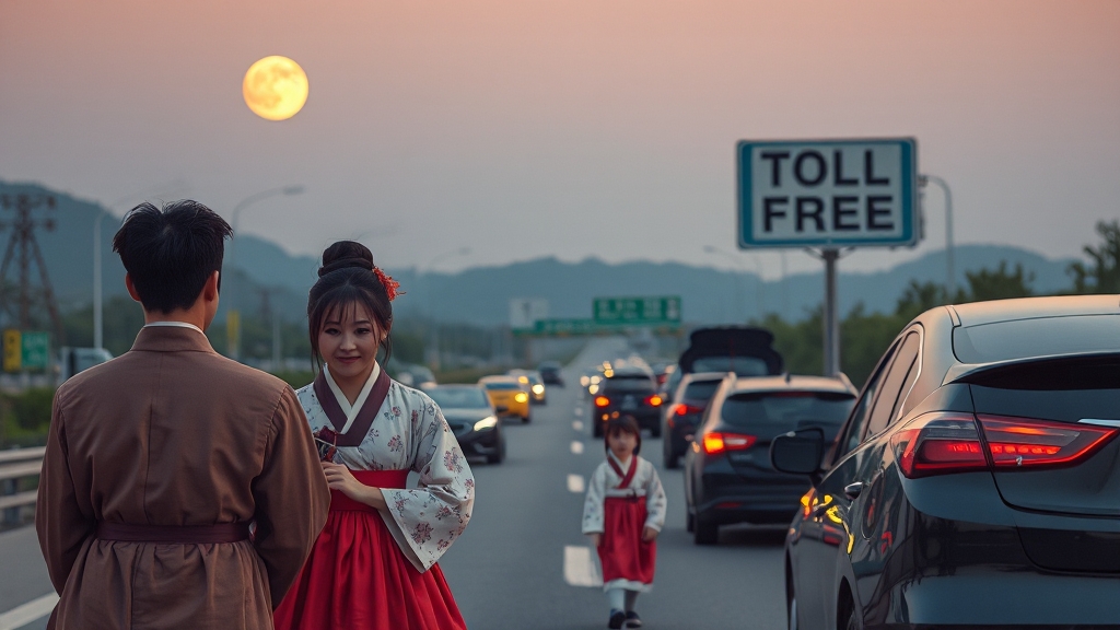 고속도로 통행료 면제 및 교통 정보 (realistic 스타일)